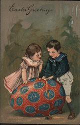 Easter Greetings Children Postcard