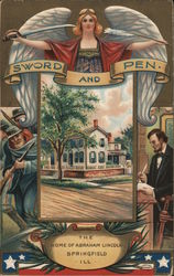 Home of Abraham Lincoln - Sword and Pen Springfield, IL Postcard Postcard Postcard