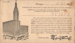 Montgomery Ward & Co. Receipt of Order, 1903 Postcard