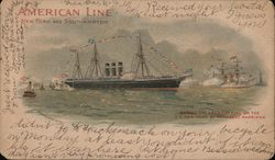 Raising the American Flag on the S.S. New York by President Harrison Postcard