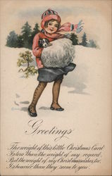 The weight of this little Christmas card Postcard