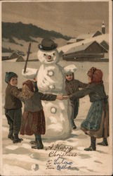 A Happy Christmas Snowmen Postcard Postcard Postcard