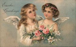 Easter Greetings With Angels Postcard Postcard Postcard