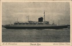 S.S. Champlain French Line 28,000 Gross Tons Postcard