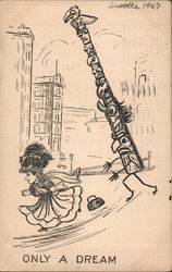 Only A Dream - Totem chasing a woman down the street Postcard