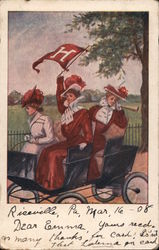 Car Full of Harvard Girls Postcard