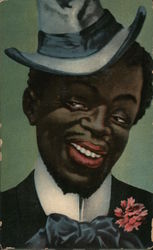 Natty Black Fellow with a Pink Posy in his Lapel Postcard