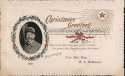 Letter Carrier Christmas Greetings "Be Mine This Message Glad To Bear, Be Yours The Season's Joys to Share." Postcard