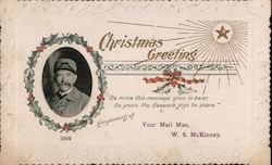 Letter Carrier Christmas Greetings "Be Mine This Message Glad To Bear, Be Yours The Season's Joys to Share." Postcard Postcard Postcard