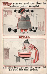 Why starve and do this to reduce your weight When a little housework would about to the trick Postcard