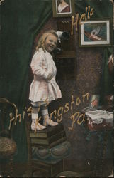 Hello this is Kingston, Pa. Young girl speaks on antique telephone Postcard