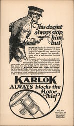 Karlock Always Blocks the Motor Thief Postcard
