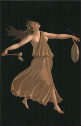 Bare-Breasted Woman Playing Gong Postcard