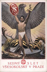 Sedmy Slet Vsesokolsky v Praze Sokol VII 1920 Postcard