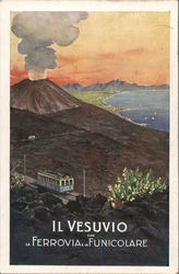 Il Vesuvio con la Ferrovia e la Funicolare Postcard