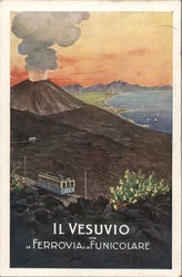 Il Vesuvio con la Ferrovia e la Funicolare Italy Postcard Postcard Postcard