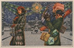 Christmas Shopping - Curt Nyström-Stoopendaal Sweden Postcard Postcard Postcard