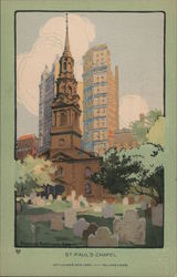 Water Color Image of St. Paul's Chapel - Art Lovers New York - Volland Views Rachael Robinson Elmer Postcard Postcard Postcard