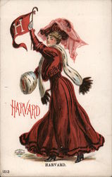 Harvard Woman In Dress Cambridge, MA College Girls Postcard Postcard Postcard