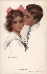 His First Love Man and Woman Postcard