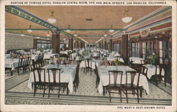 Portion of Famous Hotel Rosslyn Dining Room Los Angeles California