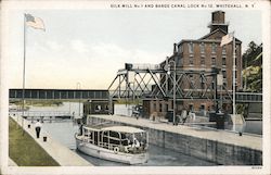 Silk Mill No. 1 and Barge Canal Lock No 12 Whitehall, NY Postcard Postcard Postcard