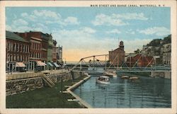 Main Street and Barge Canal Whitehall, NY Postcard Postcard Postcard