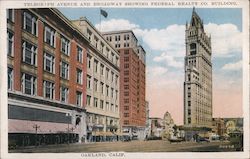 Telegraph Avenue and Broadway Showing Federal Realty Co. Building Postcard