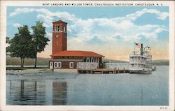 Boat Landing and Miller Tower, Chautauqua Institution Postcard