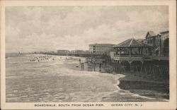 Boardwalk - South From Ocean Pier Ocean City, NJ Postcard Postcard Postcard