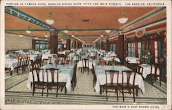 Portion of Famous Hotel Rosslyn Dining Room, Fifth and Main Streets Los Angeles, CA Postcard Postcard Postcard