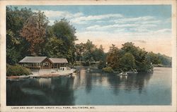 Lake and Boat House, Druid Hill Park Postcard