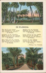 "IN FLORIDA" - Poem by William Lee Popham Postcard