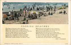 "FLORIDA BEACHES" - A Poem by King A. Woodburn Postcard