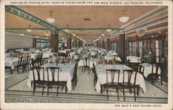 Portion of Famous Hotel Rosslyn Dining Room Postcard