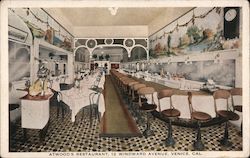 Atwood's Restaurant, 12 Windward Avenue, Venice, Cal - A view of the dining room and diner counter Postcard