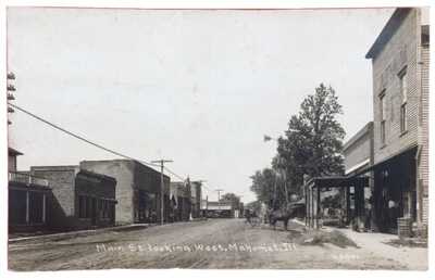 C.R. Childs RPPC Main St., Looking West At Mahomet, Illinois Champaign County