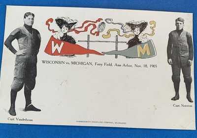 1905 Michigan Wolverines Wisconsin NCAA Vintage Antique Unused Football Postcard
