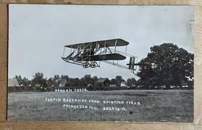 1911 Dunham RPPC Turpin Ascending From Aviation Field At Princeton, Illinois