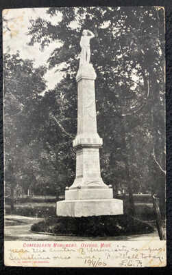 Antique 1906 CONFEDERATE MONUMENT - OXFORD, MISS Mississippi postcard Ole Miss