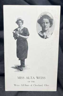 MISS ALTA WEISS CLEVELAND OHIO BASEBALL POSTCARD 1908