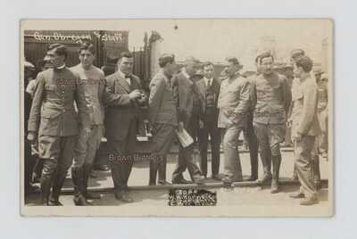 Vintage 1916 Mexican Revolution General Álvaro Obregón & Staff RPPC Photo #1