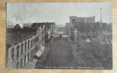 Unused Abernathy Lithograph Main Street Looking East At Champaign, Illinois 