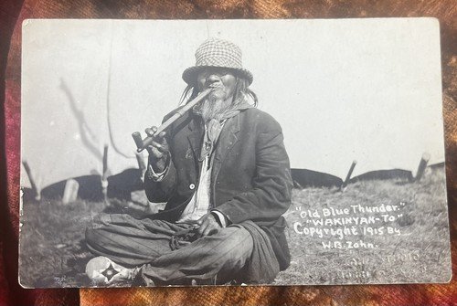 OLD BLUE THUNDER WAKINYAN-TO NATIVE SCOUT RPPC PHOTO POSTCARD 1915 ZAHN