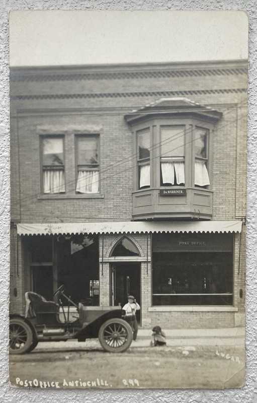 Lugar RPPC Post Office & Dr. Warriner’s Office At Antioch, Illinois. Lake County