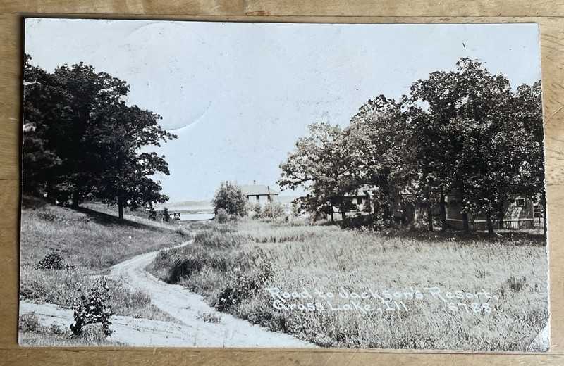 Possible C.R. Childs RPPC Road To Jackson’s Resort At Grass Lake, Illinois.