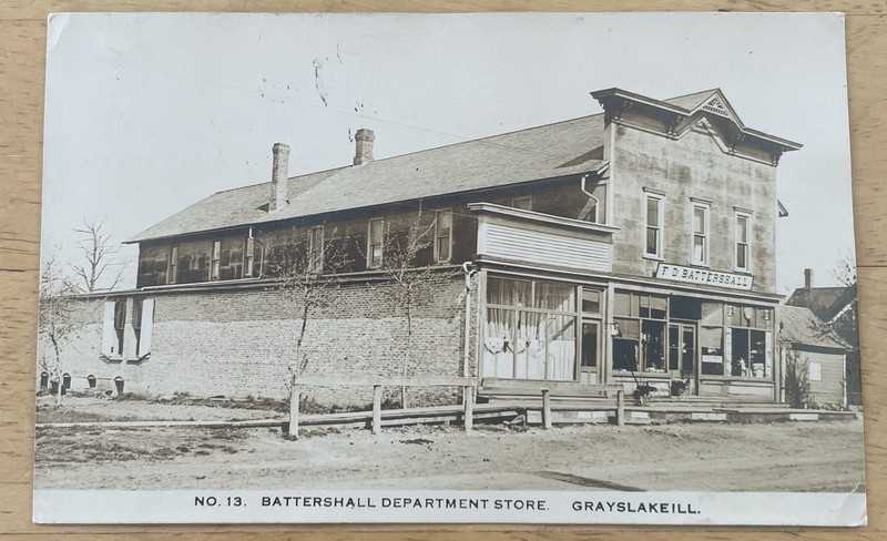 RPPC F.D. Battershall Department Store At Grayslake, Illinois. Lake County