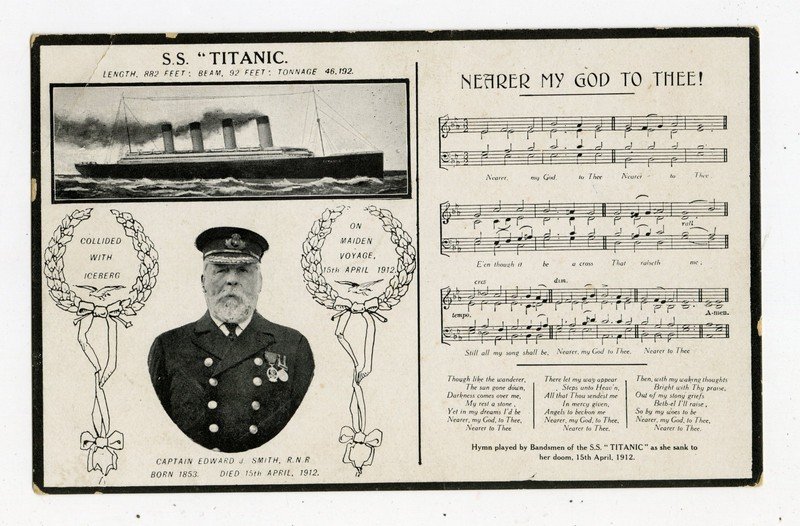 Vintage c. 1913 SS Titanic Memorial Postcard Captain Edward J Smith Portrait