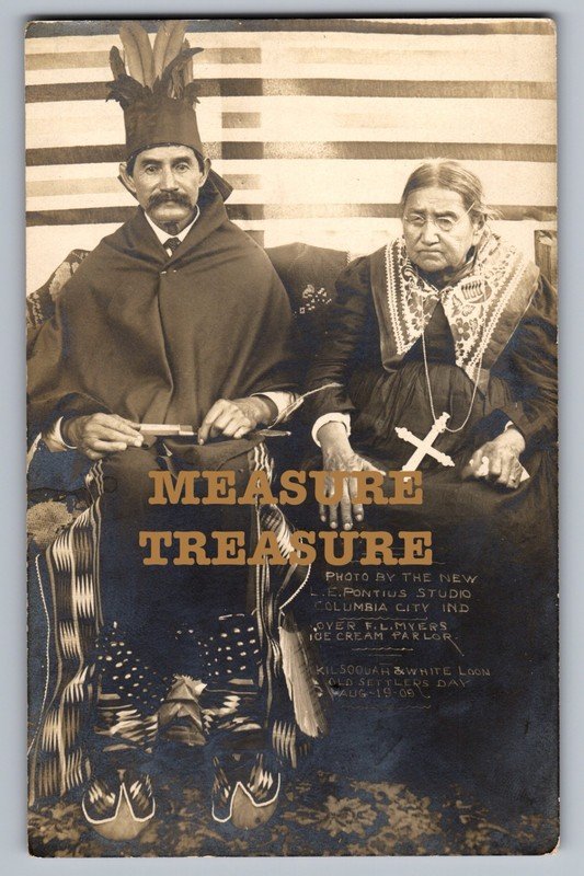 1909 RPPC COLUMBIA CITY, IN MYAAMIA INDIAN KIILHSOOHKWHA PHOTO Postcard P96