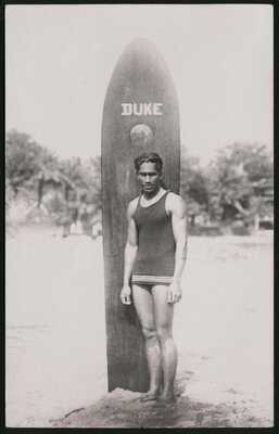 Photo Postcard RPPC,Duke Kahanamoku,Surfboard,Surfing,Waikiki,Hawaii,Olympic Win